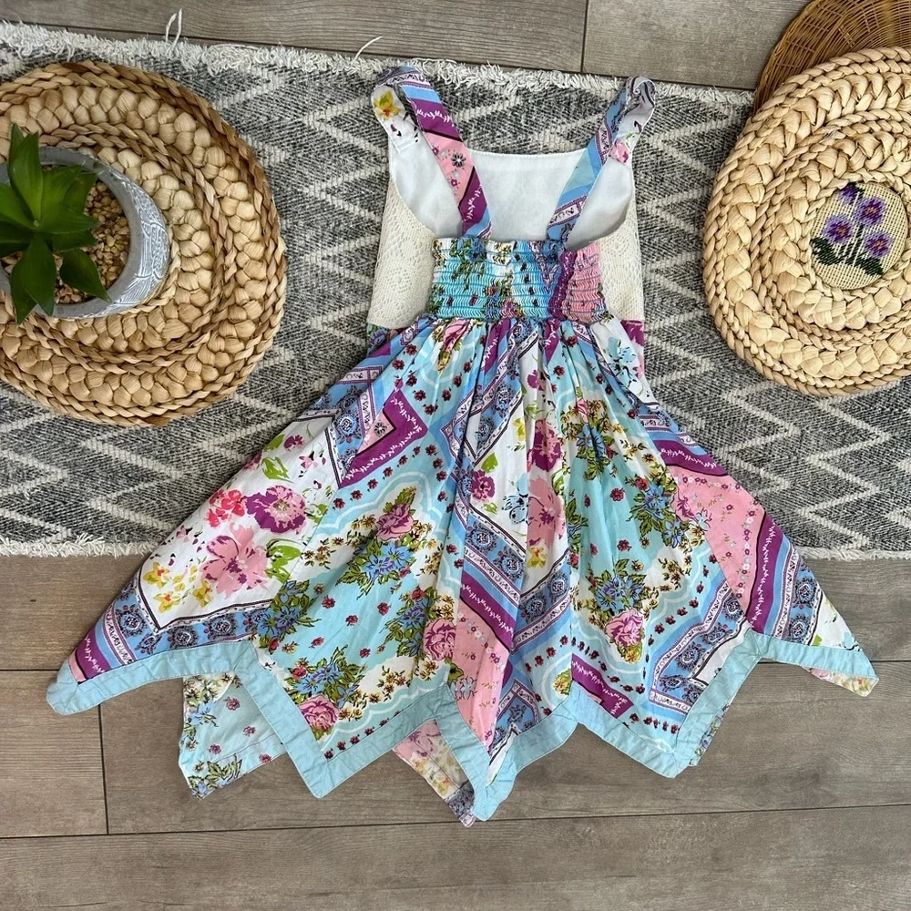 Blueberi Boulevard Toddler Girl Vintage Patchwork Handkerchief Dress Boho Wester